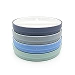 Elk and Friends Kids 6.7 Porcelain Divided Plates with Silicone Sleeves | Suitable for Babies/Kids/Toddlers | Microwave & Dishwasher Safe | Non Slip | Snack Dishes