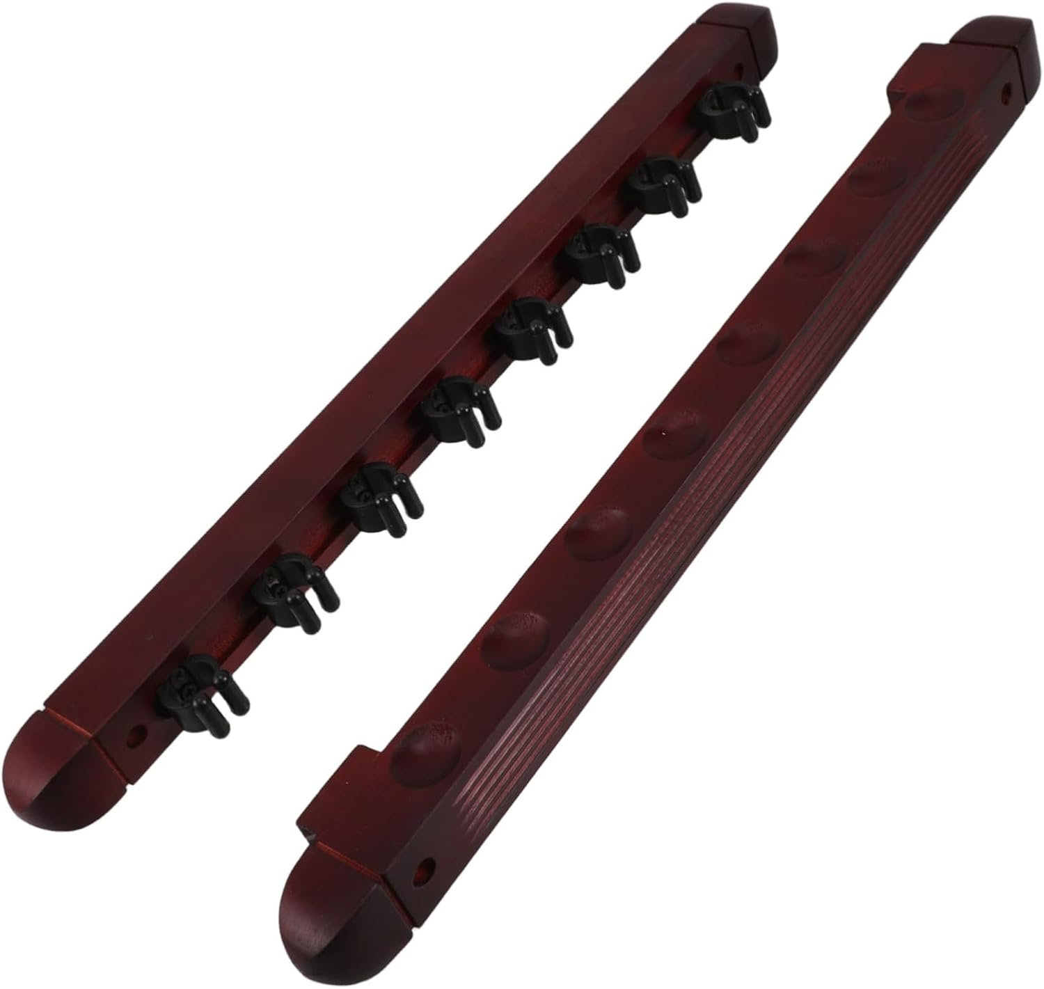 Solid Wood Rack Wall Mount for Chinese Billiards Roman-style Cue Holder Cabinet Sturdy Pole Display Stand for Traditional Game Accessories Wine Red Finish