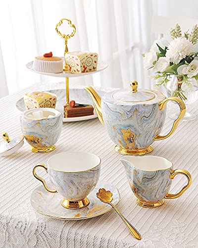 Nfguy Bone China Coffee Set Gold Porcelain Afternoon Tea Cup Sets Sugar Bowl Pot Drinkware Coffeeware #TOP1