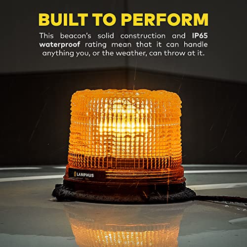 Lamphus Aura 5" 12W White Led Strobe Warning Beacon Light [Sae Class 1] [38 Flash Modes] [Magnet/Permanent] [Low Dome] [Rooftop Mount] Flashing Emergency Beacon Light For Trucks Vehicle Cars #TOP6