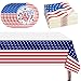 Independence Day Cutlery Set Independence Day Table Cover Disposable Dinnerware Set Party Supplies Decorations July 4th Eve Plastic Tablecloth Party Decorations July 4th Party Supplies