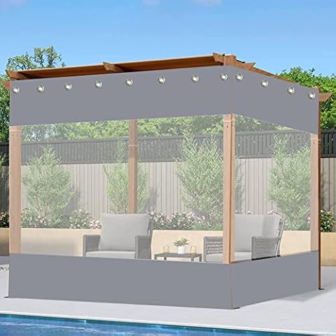 Outdoor Pvc Clear Tarp Curtains, Waterproof Tarpaulin With Eyelets, Transparent Side Panels, Protective Tarpaulin for Pergola Porch Gazebo Patio Garden, Customizable,W×H-4×2.5m(13.1 * 8.2ft) Cover