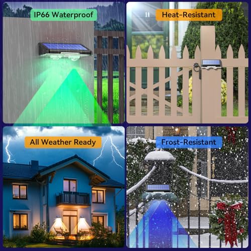 TECKNET Solar Fence Lights Outdoor 12 Pack, Warm White & 6 Colors & RGB, IP66 Waterproof LED Deck Light, Dusk to Dawn Fence Lights Solar for Wall, Railing, Step, Patio, Pool, Backyard, Outside - Thumbnail 7
