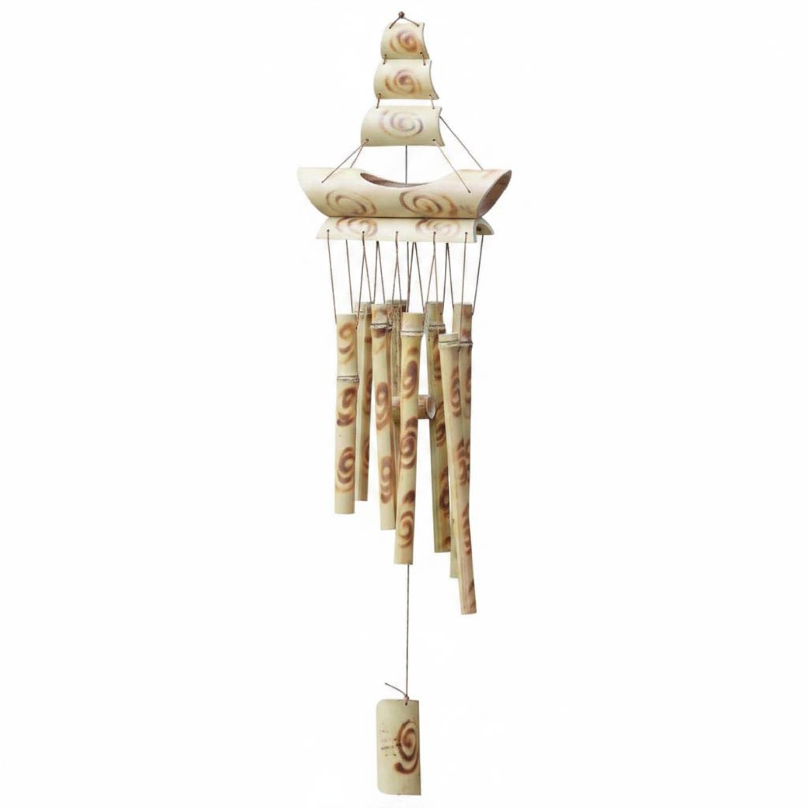 ATORSE Handmade Bamboo Chime Artisan-Made Bamboo Wind Chime Outdoor Suitable Garden Decor for Porch, Balcony, Natural Smooth Sail-image-42