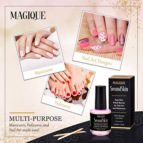Simply Peel Liquid Latex for Nails - Nail Polish Protector for Fingers - Nail Peel Off Liquid Tape - Peel Away Liquid Nail Tape - Nail Polish Guard - Nail Latex Peel Off - Magique SecondSkin 0.5 Fl Oz