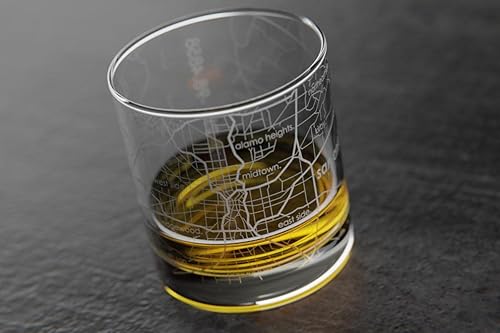 Vista 295 de Well Told Vaso grabado de Washington DC Map Rocks, vidrio de whisky antiguo (11 onzas, transparente), regalo para los amantes del whisky 147-Claro