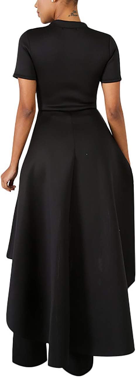 Lrady Womens Casual Shirt Dress High Low Irregular Ruffle Hem Blouse Asymmetrical Peplum Long Tunic Tops - Image 2