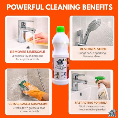 Image of Pack of 2 Mr.CleanX Tap and Shower Cleaner, Hard Water Stain Remover, Limescale and Rust Fighter (2, 1000ml)