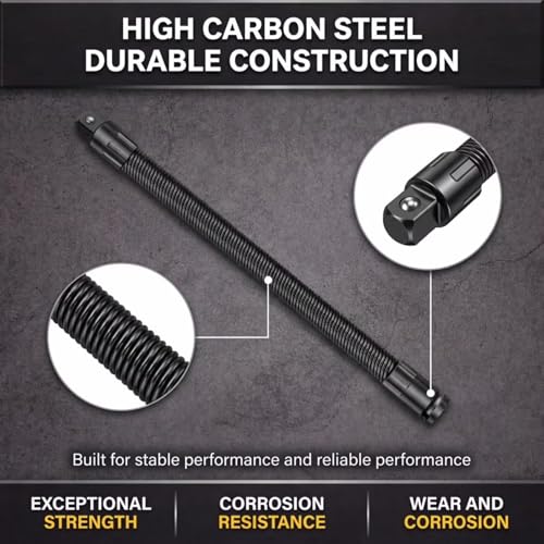 2026 Flexible Shaft Extension Set - 10in & 14in Bendable Torque Socket Wrench Adapter, Spring Steel Flex Bar for Ratchet Drive & Impact Drill, Hard-to-Reach Tool(10in+14in) by Generic - Used condition - Image 3