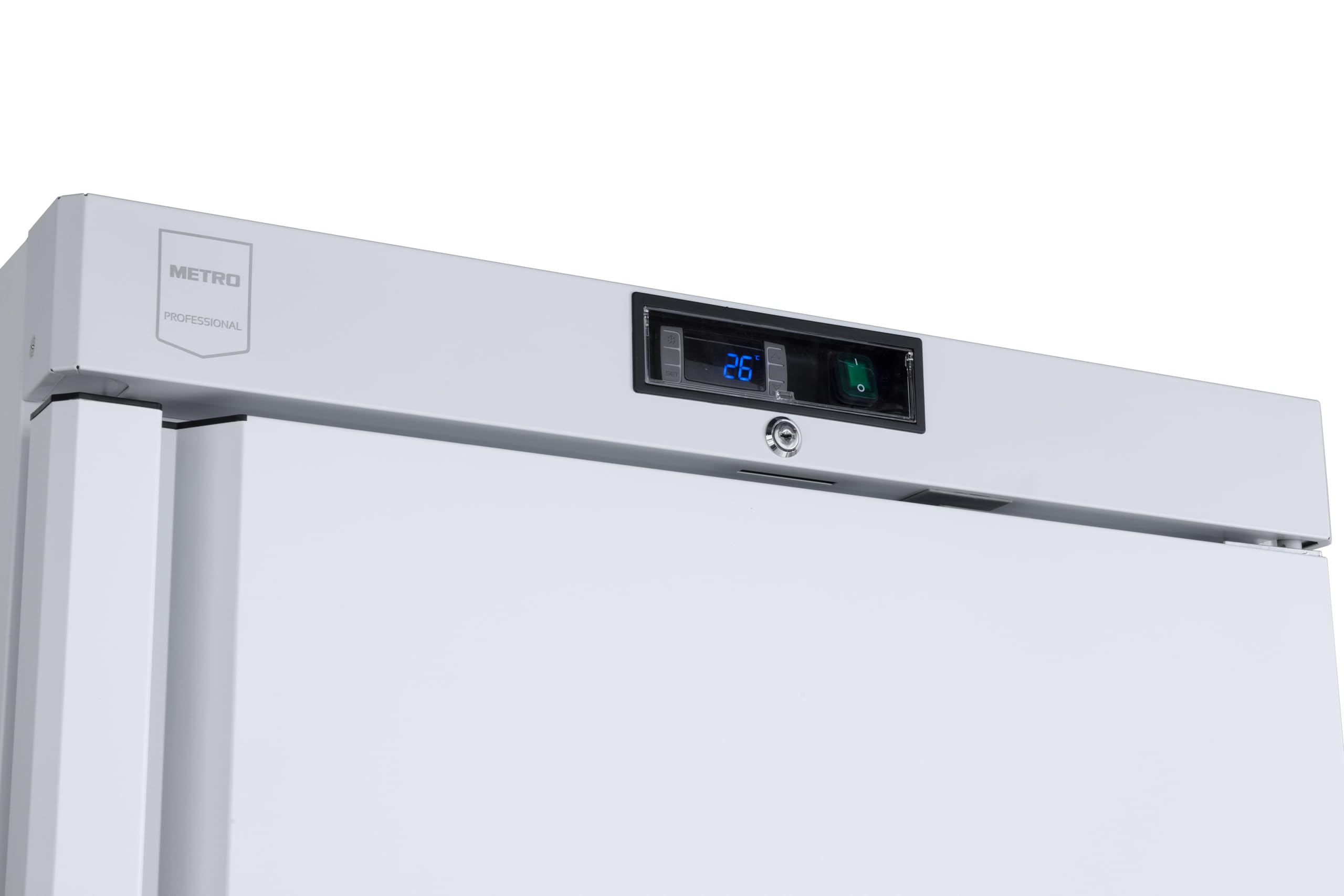 METRO Professional Frigorifero GRE6600, alluminio, 77.5 x 72 x 193 cm, 380 L, refrigerazione ad aria, 300W, adatto per GN1/1, con serratura