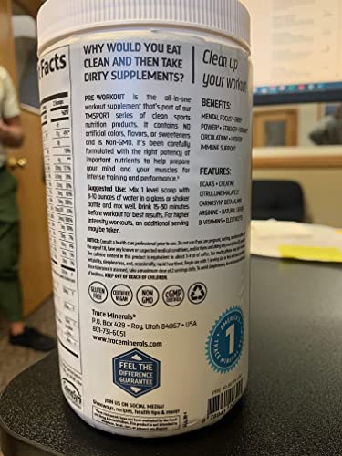 Trace Minerals | Tmsport Series Pre Workout Supplement | Energy And Strength Booster | No Artificial Color| Raspberry Lemonade Flavor | 18.1 Ounce, 40 Servings #TOP6