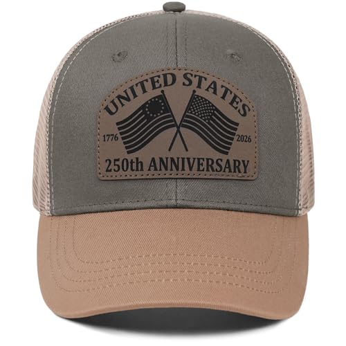 SaryHome USA 250th Anniversary Hat 1776-2026, Adjustable Patriotic Trucker Hat Retro Patriotic Baseball Cap for Men Women