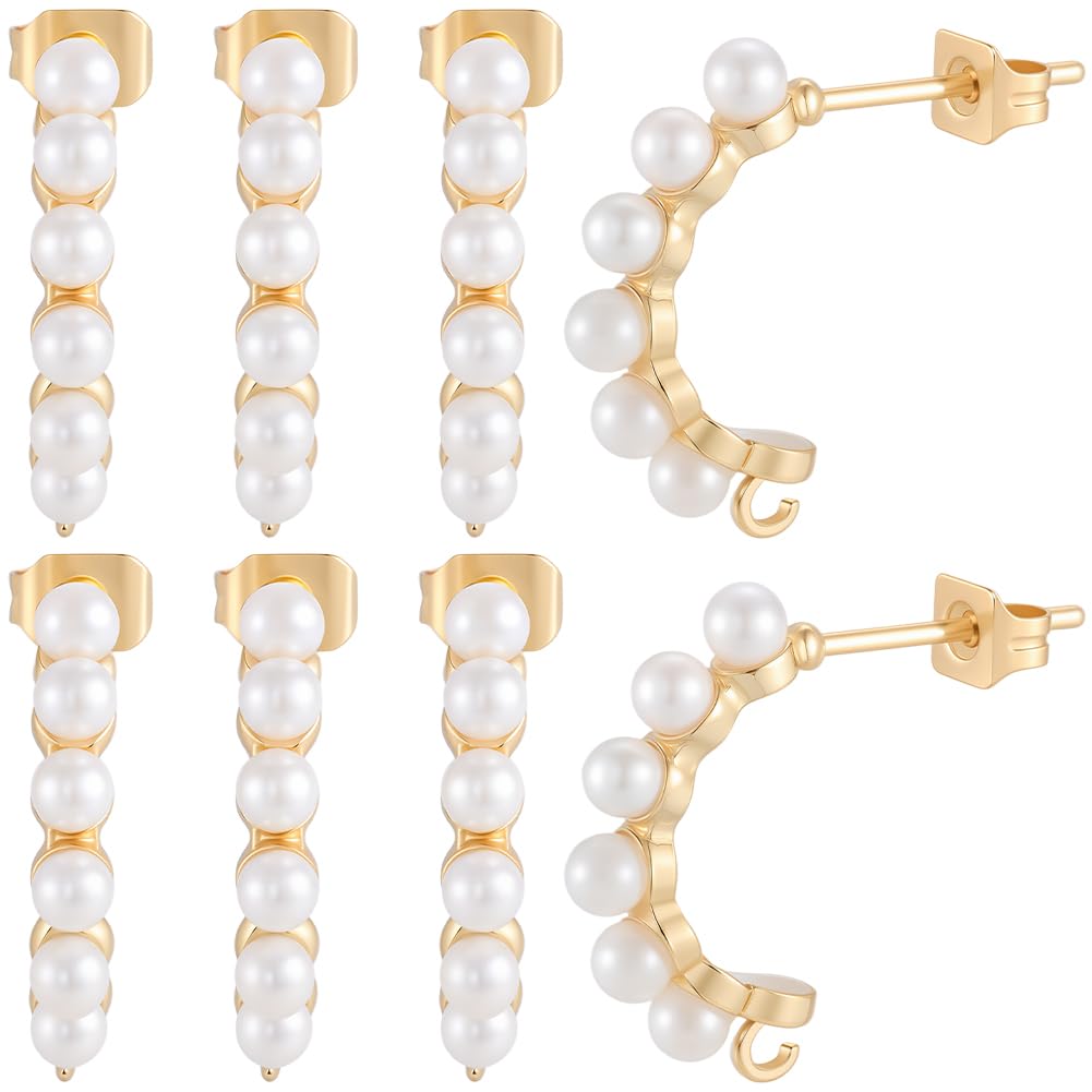 Boucles d'oreilles à tige plaquées or 18k Beebeecraft avec perles pour création de bijoux