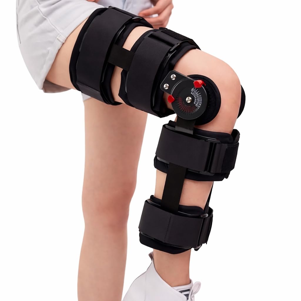 DIALDRCARE Hinged Knee Brace Leg Support Protector Medical Meniscus Tear Recovery Stabilizer (Black)-picture-28
