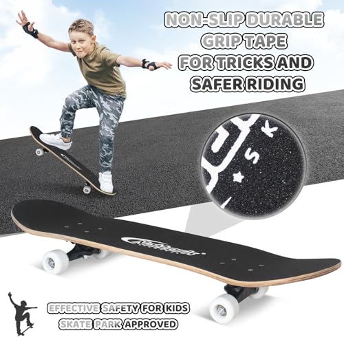 Image of Nattork 31 Inch Complete Skateboard, Standard Skateboards for Beginners, Wood 9 Layer Canadian Maple Trick Skate Boards for Boys Girls Youth Teens Adults