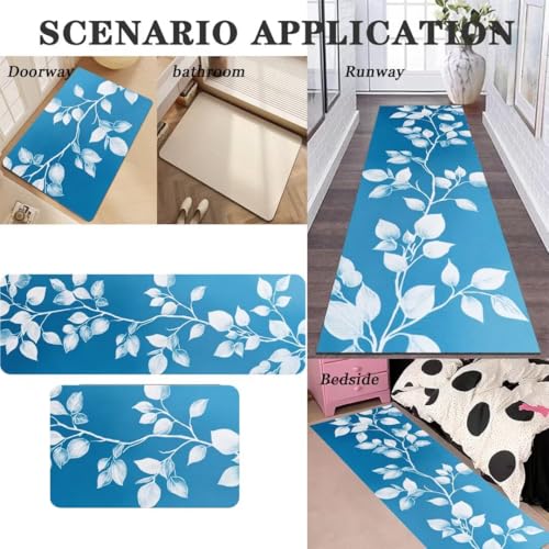 Alfombra cocina lavable color teal y alfombrilla antideslizante de 2 piezas 3