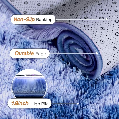 Tapete suave azul blanco 6x9 ft moderno para interiores miniatura 6