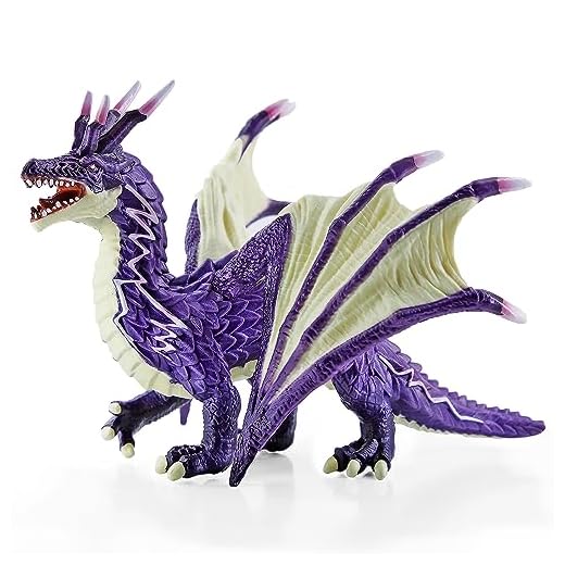 RECUR Thunder Dragon Action Figurine, 7.4 Inch Purple Dragon Toys for Boys Girls Kids, RPG Figures Miniatures for Tabletop Display & Roleplaying, Collectors Toy Age 3 +