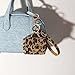 WSTWYC leopard print keychain for Women，fashion Leopard Print Small Bag Shape Key Chain Rings Charms Bagchain Keyring (light brown)