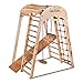 Produktbild RINAGYM Kletterdreieck - Indoor-Spielplatz aus Holz für Kinder - Kletternetz, schwedische Leiter, Ringe, Rutsche - Fördert die Entwicklung - Ideal für 1 bis 5 Jahre - Trägt bis zu 60 kg