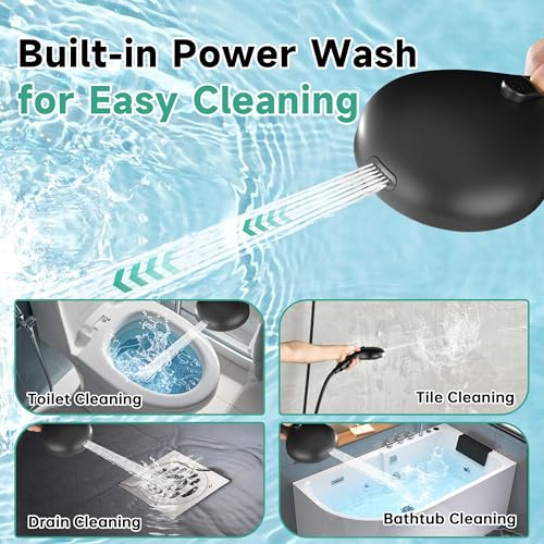 Image of BRIGHT SHOWERS High Pressure Shower Head with Handheld, 9 Spray Settings Showerhead Built in Power Wash to Clean Tub and Pets, Extra Long 69 inch Hose, Adjustable Bracket, Matte Black