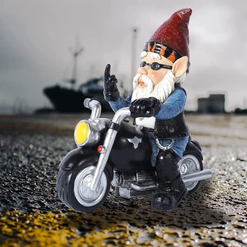 Humloiv Naughty Garden Gnome Statue Riding A Motorcycle Resin Halloween Wizard Statue Home Garden Yard Lawn Sculpture Decor Gift (Riding A Motorcycle) #TOP3