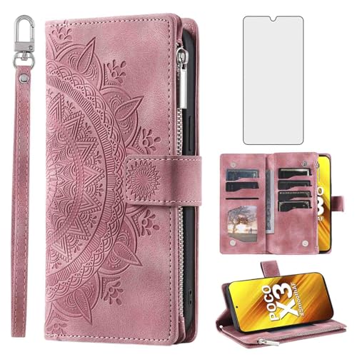 Étui portefeuille Poco X3 Pro cuir clapet porte-carte avec film écran
