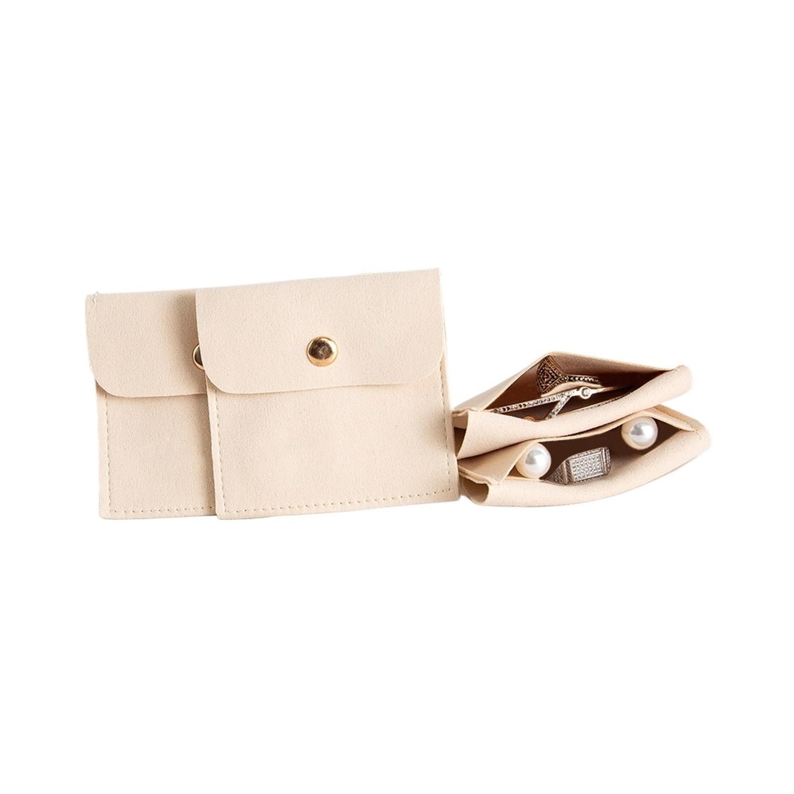 SHENJMAI Velvet Jewelry Pouches 50/10/1pcs Velvet Bag Jewelry Presents Bags for Earrings Necklace Wedding Package Candy Favor(Beige,1pcs)