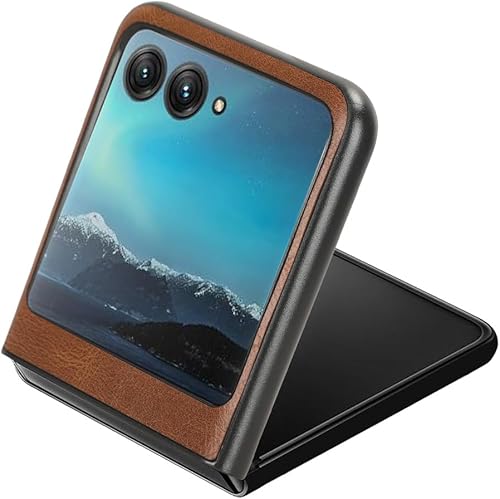 Miniatura 6 de Funda para Motorola Razr+ (2023), Motorola Razr 40 Ultra, cubierta trasera de cuero flexible ultra delgada con soporte para muñeca de metal para