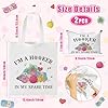 Y1tvei Crochet Canvas Bags Set - 2Pcs I’m A Hooker In My Spare Time Cute Tote Bag with Inner Pocket Zipper Makeup Cosmetic Pouch, Reusable Grocery Folding Shopping Bag Gifts for Women Crochet Lovers #3