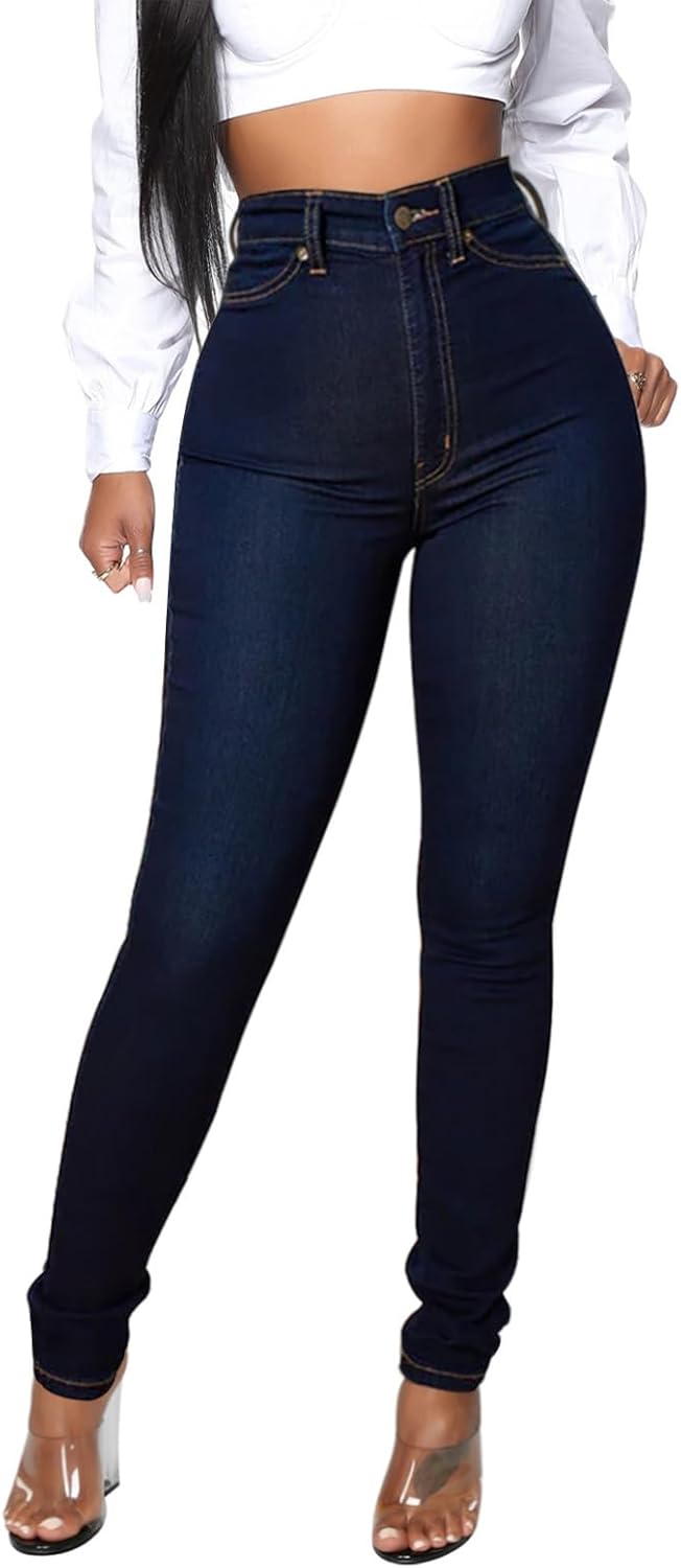 KUNMI Womens Classic High Waisted Skinny Stretch Butt Lifting Jeans Slim Fit Denim Pants