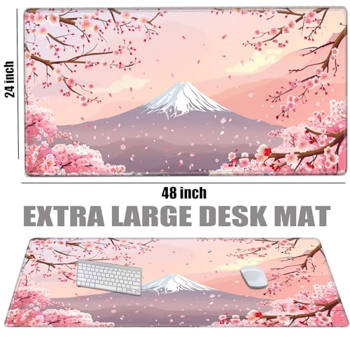 Image of Gaming Mouse Pad 24x48 Desk Mat Large Mousepad Cherry Blossom Desk Pad Giant Full Mouse Mat XXXL Computer Mat for Protector Desktop Wireless