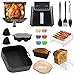 Heißluftfritteuse Zubehör für Ninja AF180EU / AF140EU, Airfryer Zubehör für Ninja - Airfryer Silikonform, Brotbackform, Grillrost, Muffinform Silikon, Küchenzange, Backpapier