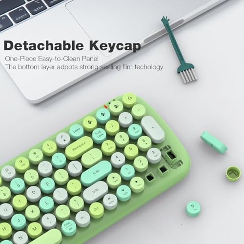 Image of KNOWSQT Bluetooth Keyboard - Green Colorful Multi Device Wireless Typewriter Keyboards - Round Keycaps 100 Keys Cute Keyboard for Windows, Laptop, PC, Tablet, iPad, iPhone, Chrome