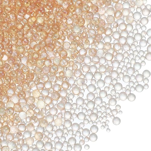 YELARXI Glass Bubble Beads, Tiny Iridescent Beads No Hole Mini Glass Bubble - Fitting for (DIY Crafting - Nail Art - Jewelry Making) 1-3mm &50g & Khaki