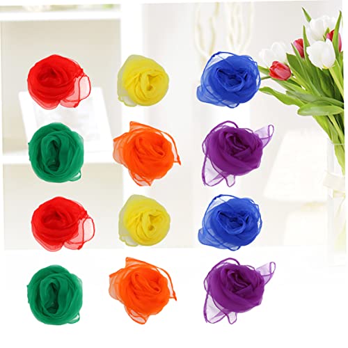 Didiseaon 12pcs Lightweight Candy Color Dance Scarves Square Neck Scarves for Kindergarten Activities Versatile Performance Props Easy to Clean Vibrant Mixed Colors4