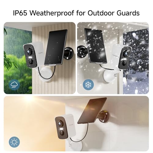 fanxiang Camara Exterior Solar Inalámbrica 2K, Vigilancia Cámara de Seguridad Exterior sin Cables con Panel Solar & Tarjeta 64GB Visión de 360°, Visión Nocturna en Color, Detección AI, PIR, IP65 - imagen 4