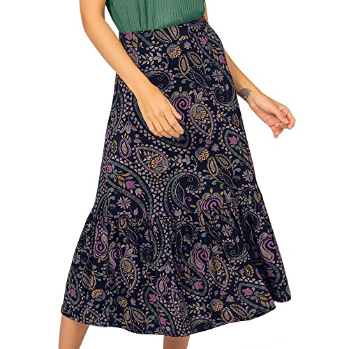 Saia Midi Estampada Rovitex Azul GG