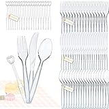 400PCS Wiederverwendbar Plastikbesteck,mehrweg besteck,Plastiklöffel,Plastikgabeln ,Plastik Messer,party besteck plastik,Messer, Gabeln und Löffel,plastikbesteck set,plastik besteck