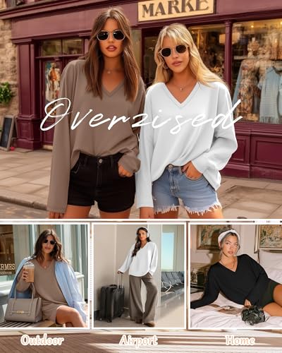 3 Pack Womens Oversized T Shirts Long Sleeve V Neck Cotton Basic Tops Loose Fit Workout Tees Fall Outfits2