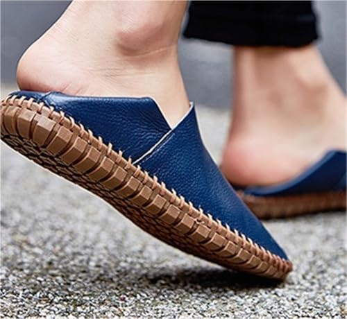 Round Toe Rubber Sole Loafers Shoes for Men Genuine Leather Stitching Details Slip Resistant Lightweight Flexible Casual Outdoor Slip-on3