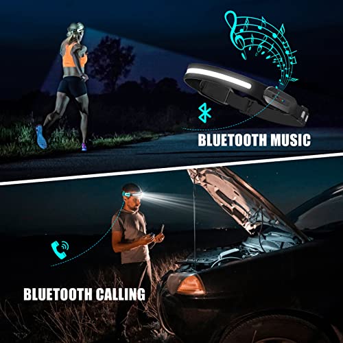 Ciwic Upgraded Bluetooth Led Headlamp Rechargable With Phone & Music Function, 230° Wide Beam 1000Lumen Motion Sensor Head Lamp, Waterproof Head Lights For Hiking, Running, Camping (Black) #TOP2