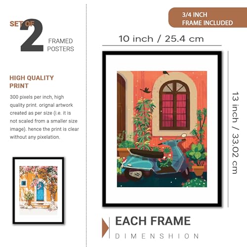 Image of NoWorries Pop Art Wall Decor Paintings with Synthetic Wood Frames | Minimalist Multicolor Framed Posters for Living Room, Bedroom & Cafe Decoration | Laminated 300 GSM Prints, Set of 2