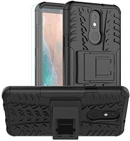 Amazon Com Pushimei Compatible With Lg Aristo 4 Plus Neon Plus Prime2 Tribute Royal Escape Plus Arena 2 Journey Lte Aristo 4 Plus Dual Layer Protection Kickstand Phone Case Cover With Hd Screen Protector Black Cell Phones Accessories