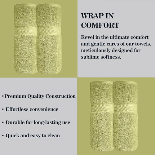 Image of Sulfar 100% Combed Cotton, Quick Drying Highly Absorbent Thick Bathroom Towels, Luxury Bath Towel Set (Pack of 2, 70 X 140 cm) - 600 GSM (Misty Green)