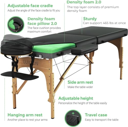 Luxton Home Premium Foam Massage Table - Easy Set Up - Foldable & Portable with Carrying Case - Thumbnail 3
