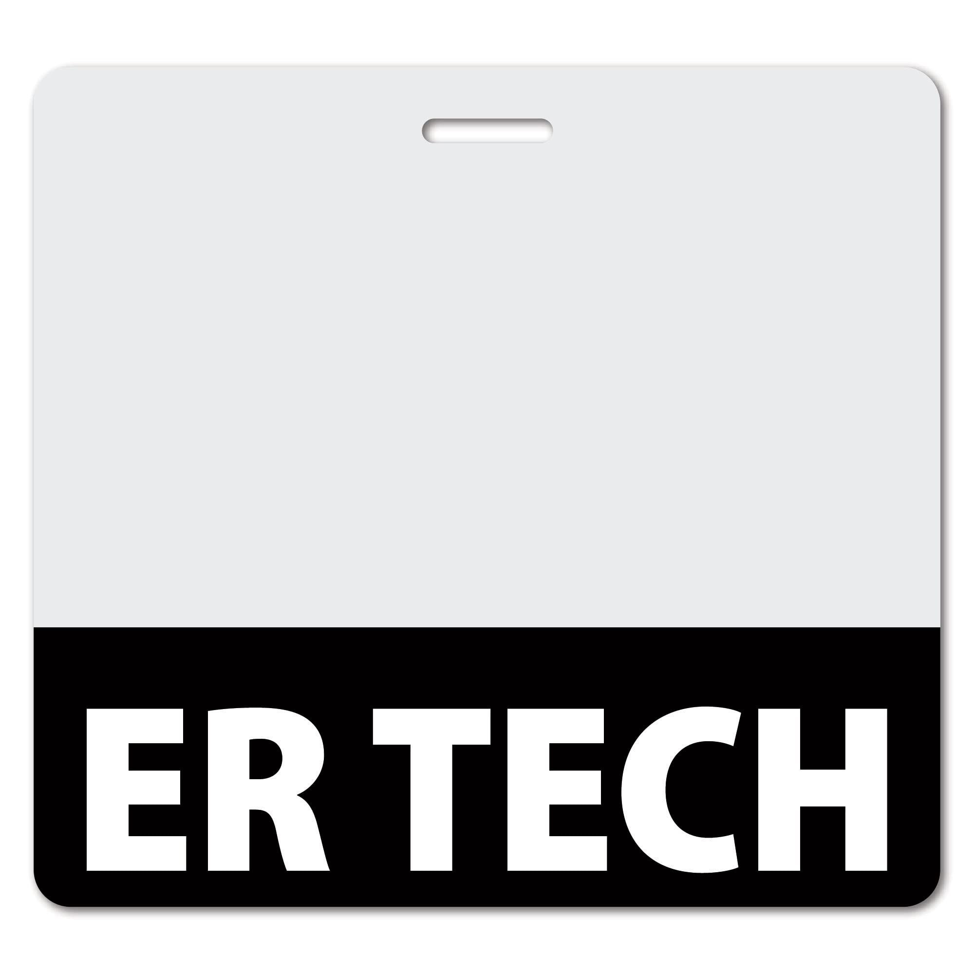 ER TECH Heavy Duty Horizontal Black (1 Pack) - Spill & Tear Proof Cards - 2 Sided USA Printed Quick Role Identifier ID Tag Backer by BadgeZoo