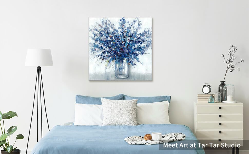 Tableau abstrait bouquet de fleurs premium 60x60cm avec cadre interne