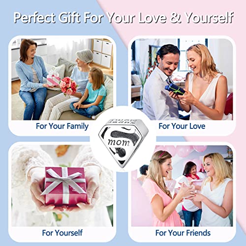 Dazlily Super Mom Heart Love Charm For Bracelets 925 Sterling Silver Charm Super Mom Charm Beads For Bracelets Necklaces Valentine's Day Mother's Day Gift Birthday Gift Jewelry For Women #TOP6