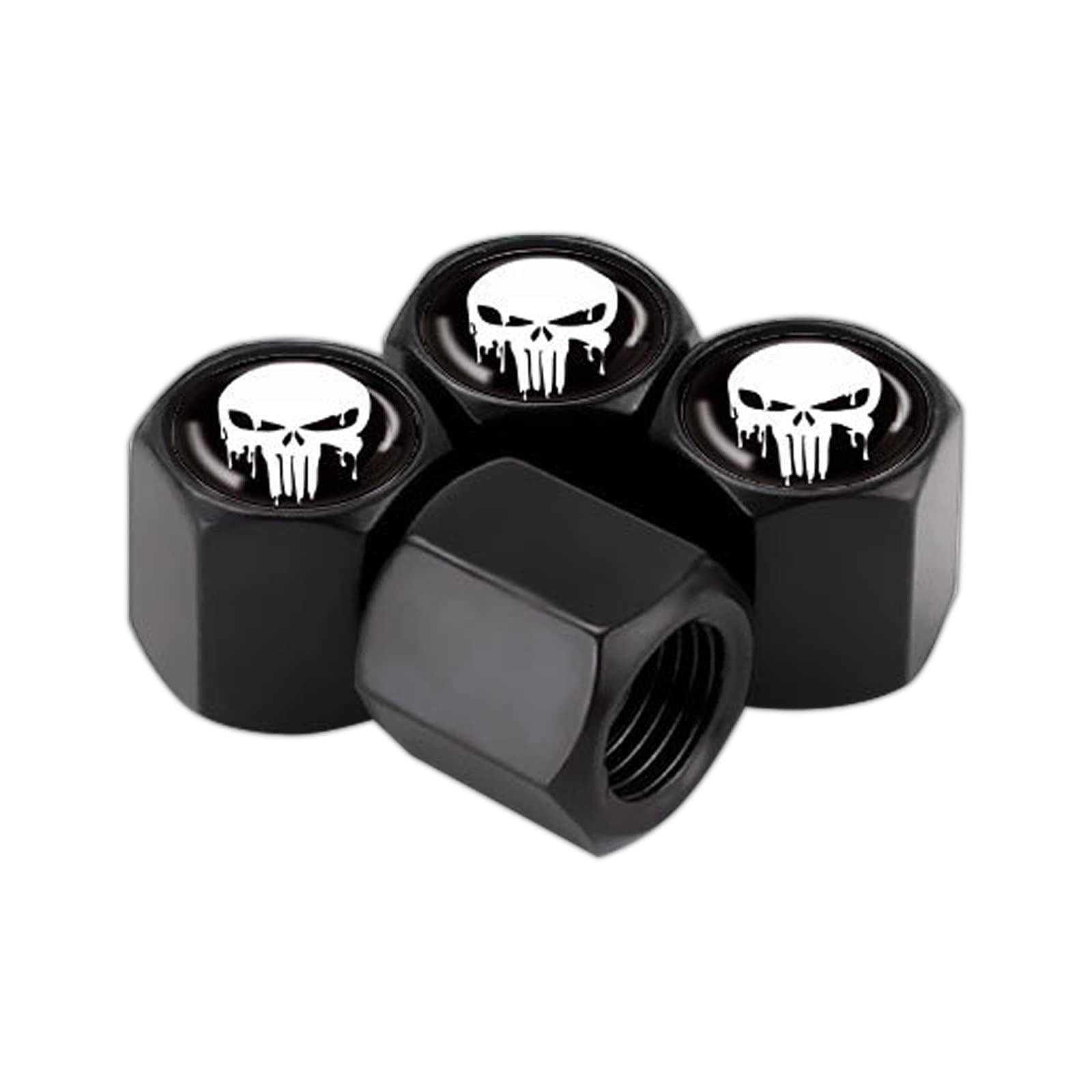 4 Pack Skull Car Wheel Tire Valve Stem Caps, Airtight Dust Proof Covers,Universal Tire Air Valve Caps for Cars, Trucks, Bicycles (black)